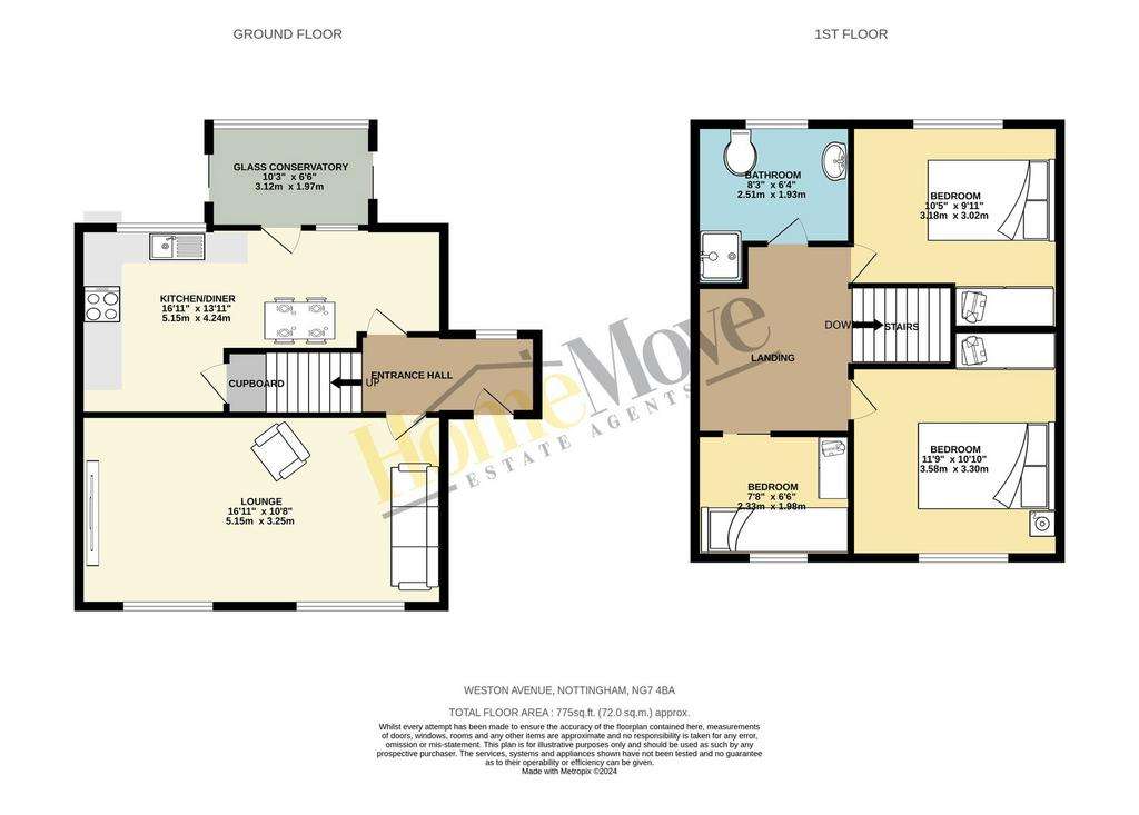 3 bedroom semi-detached house for sale - floorplan