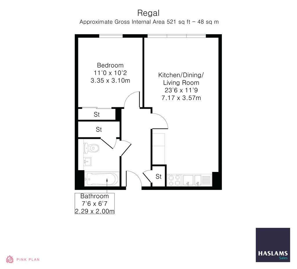 1 bedroom flat to rent - floorplan