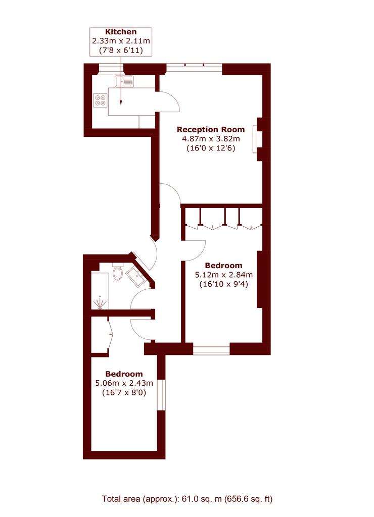 2 bedroom flat to rent - floorplan