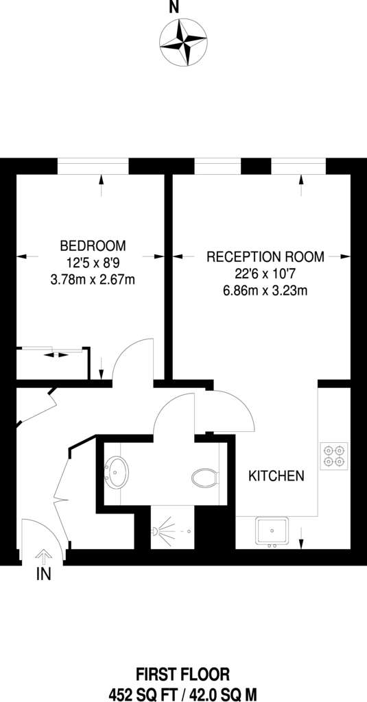 1 bedroom flat to rent - floorplan