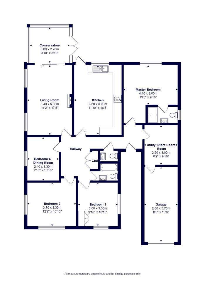 4 bedroom bungalow for sale - floorplan