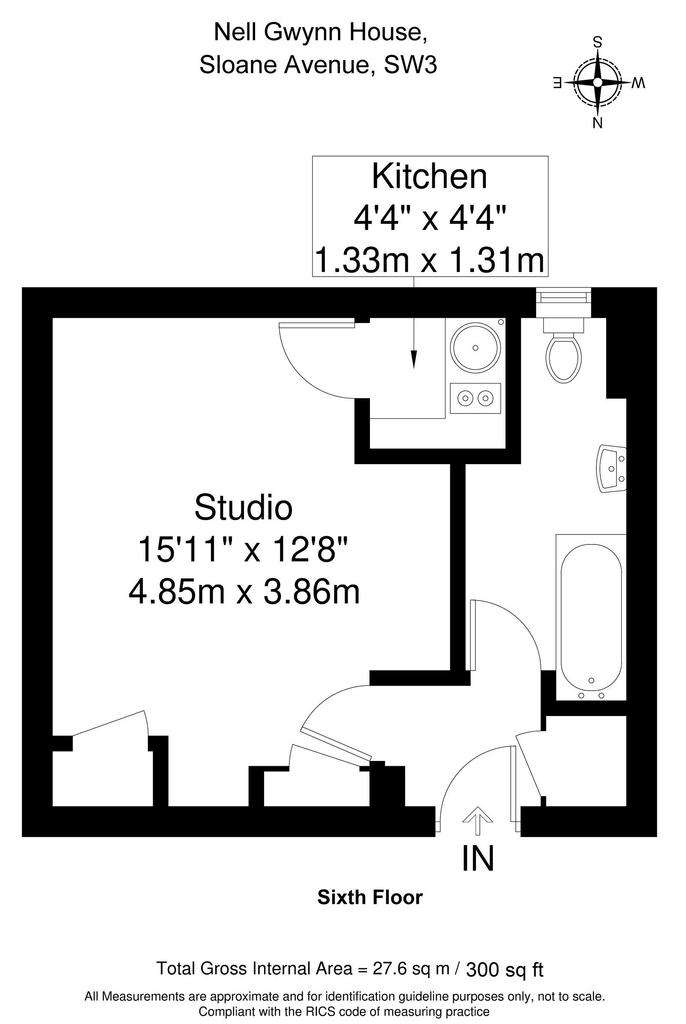 Studio flat to rent - floorplan