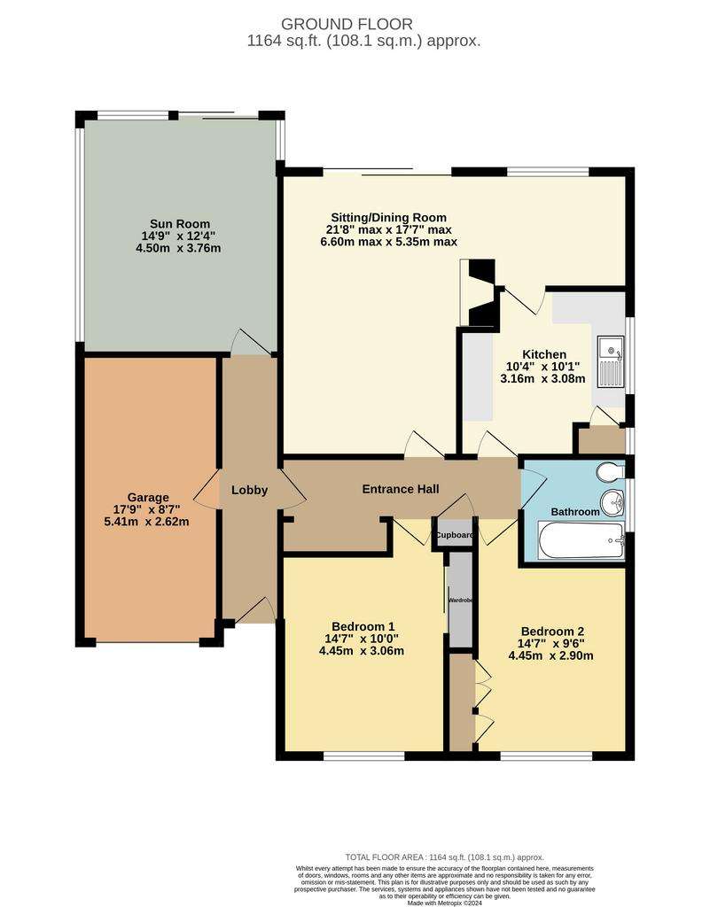 2 bedroom bungalow for sale - floorplan