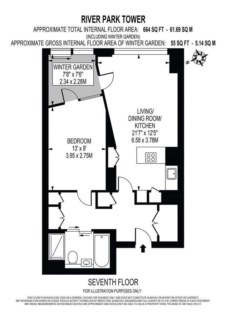 1 bedroom flat to rent - floorplan