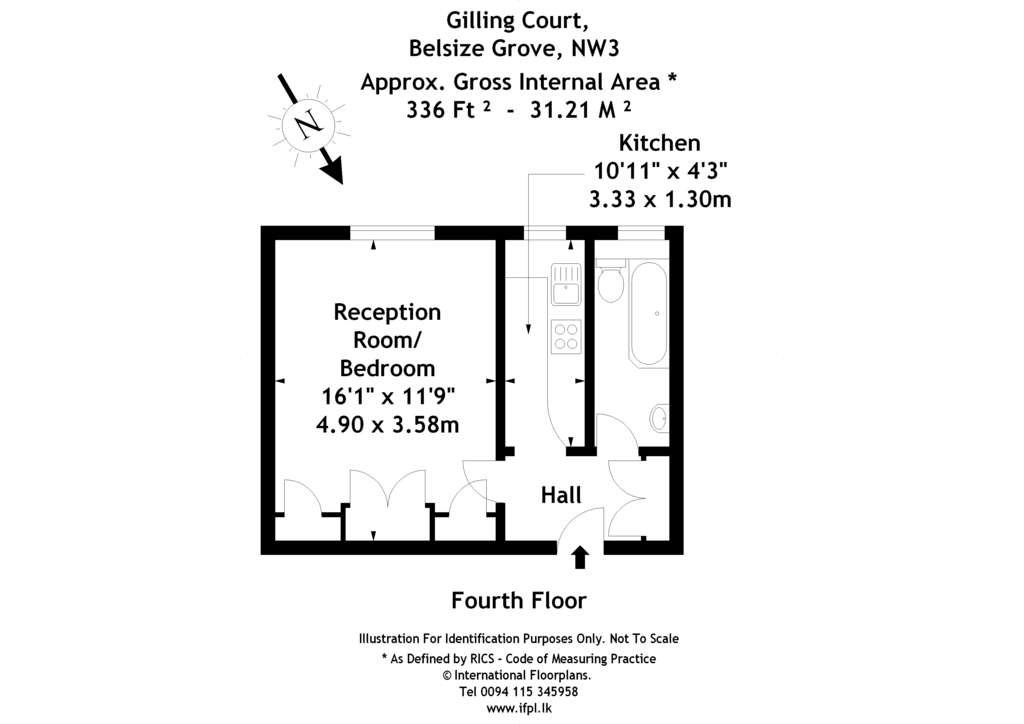 Studio flat to rent - floorplan