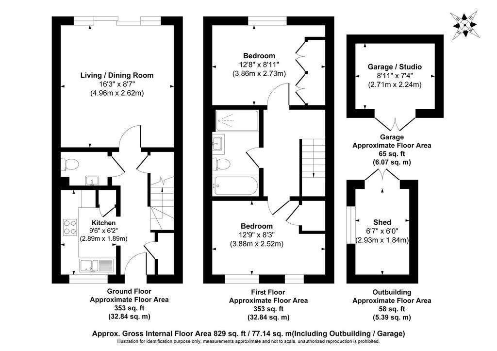 2 bedroom semi-detached house for sale - floorplan