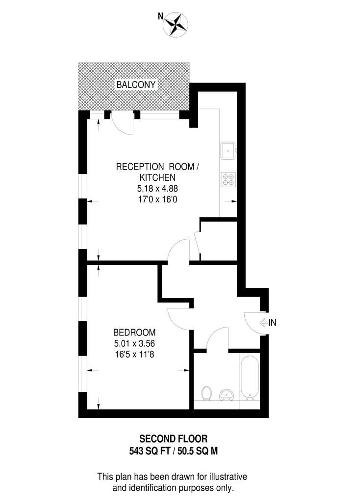 1 bedroom flat to rent - floorplan