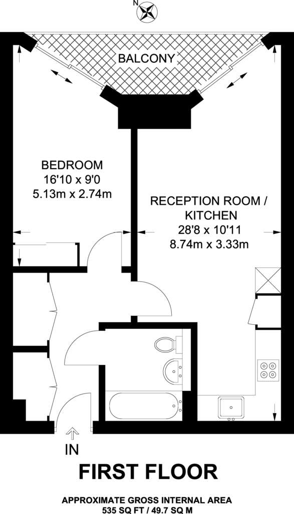 1 bedroom flat to rent - floorplan