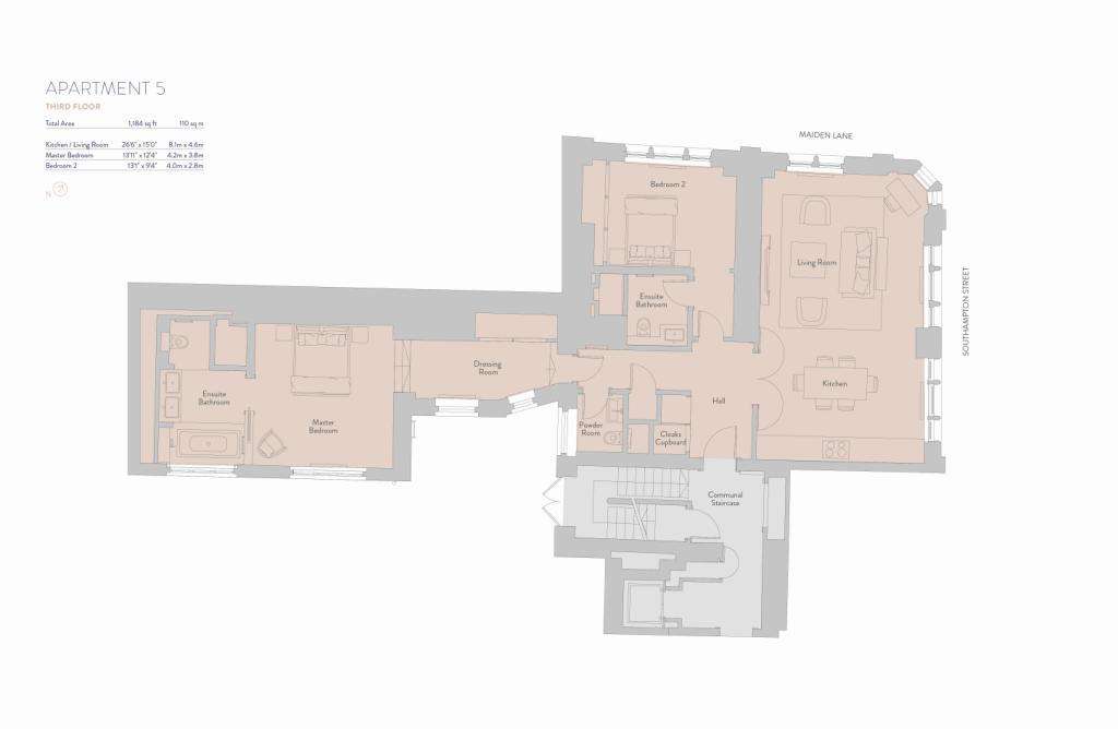 2 bedroom flat to rent - floorplan