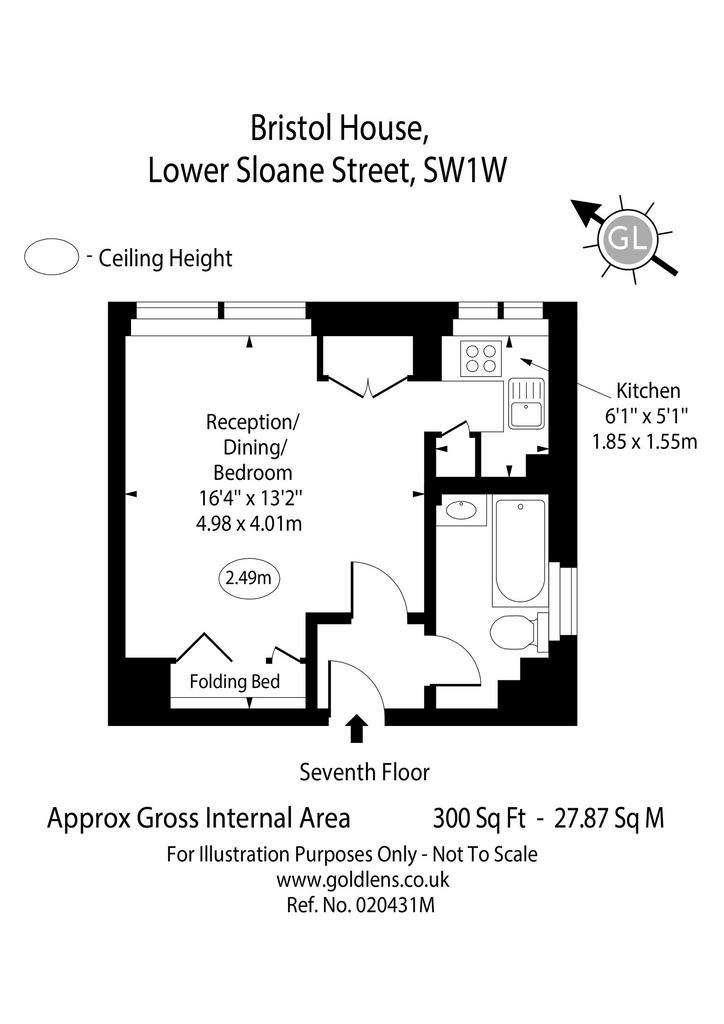 Studio flat to rent - floorplan