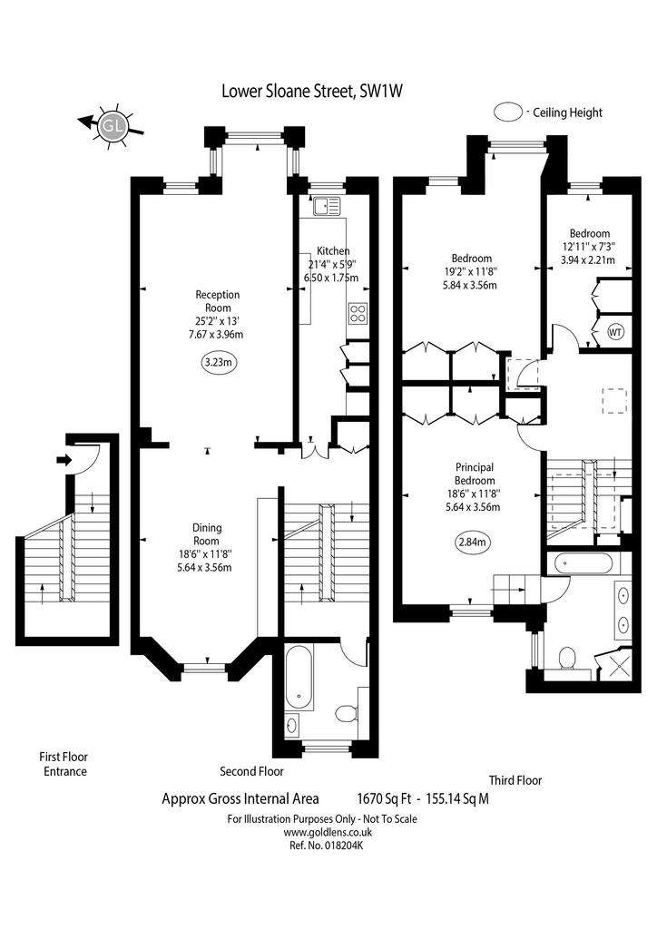 3 bedroom flat to rent - floorplan