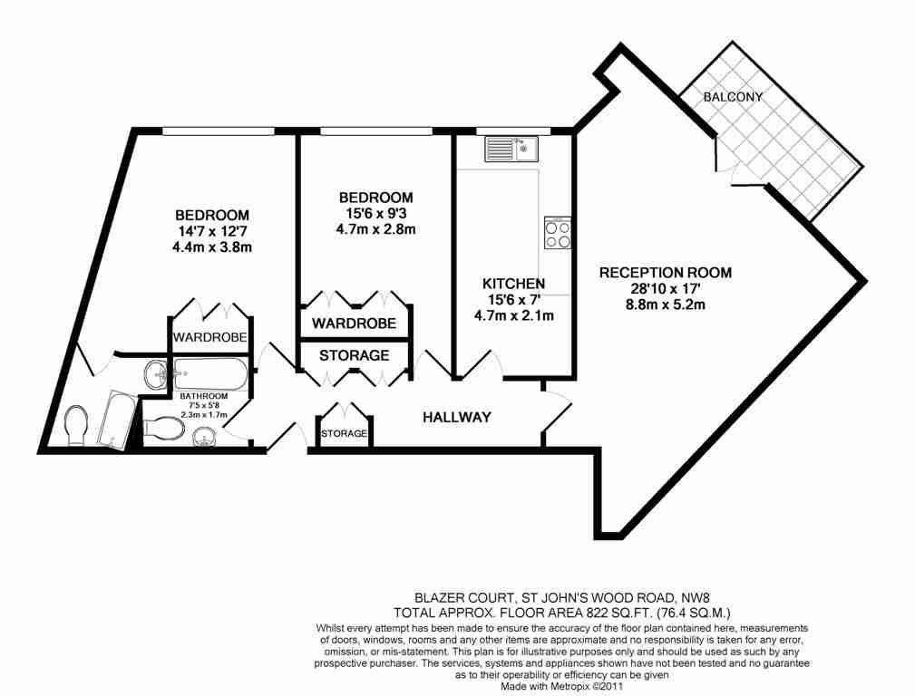 2 bedroom flat to rent - floorplan