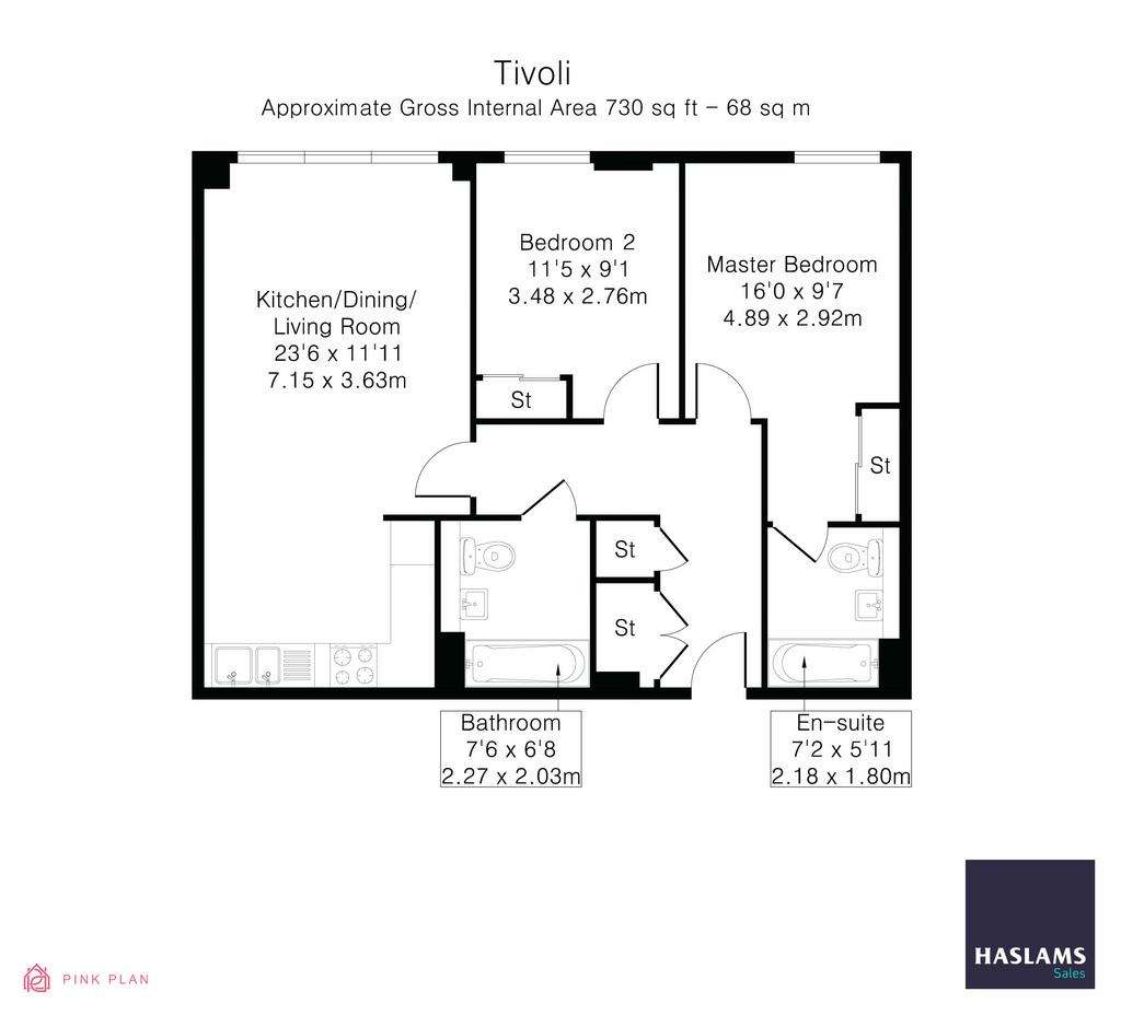 2 bedroom flat to rent - floorplan