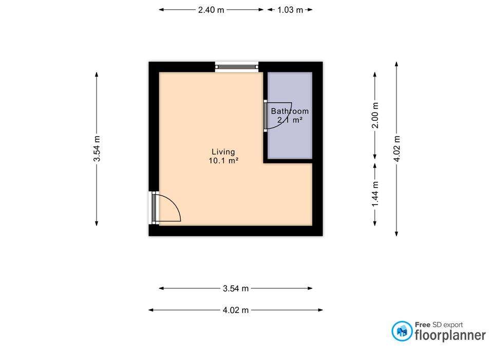 Studio flat to rent - floorplan