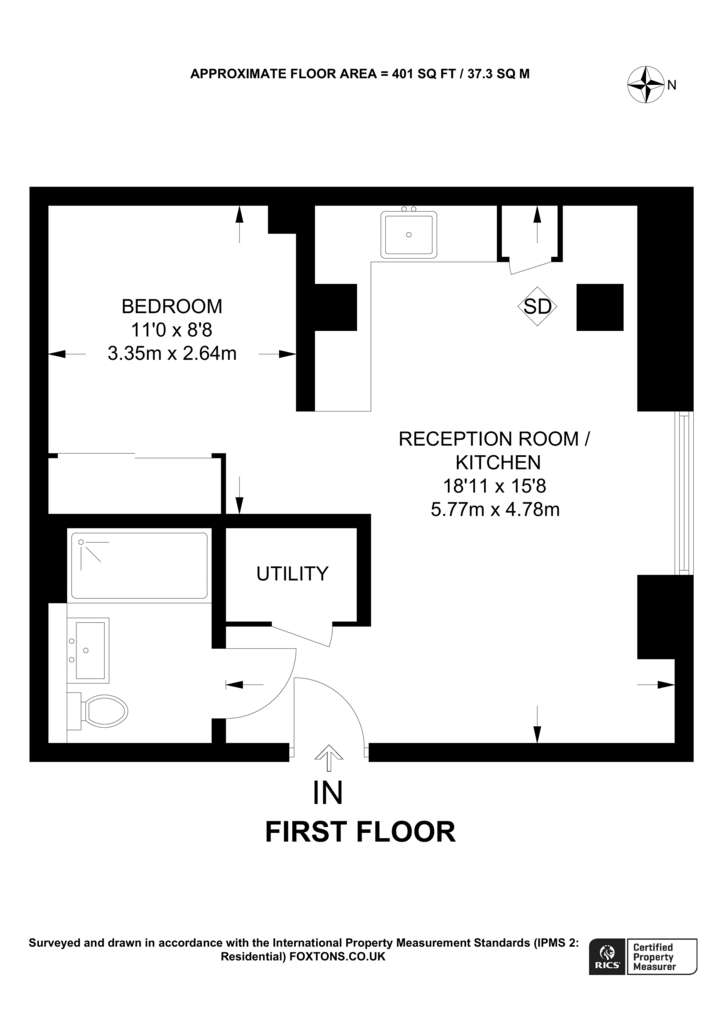 1 bedroom flat to rent - floorplan