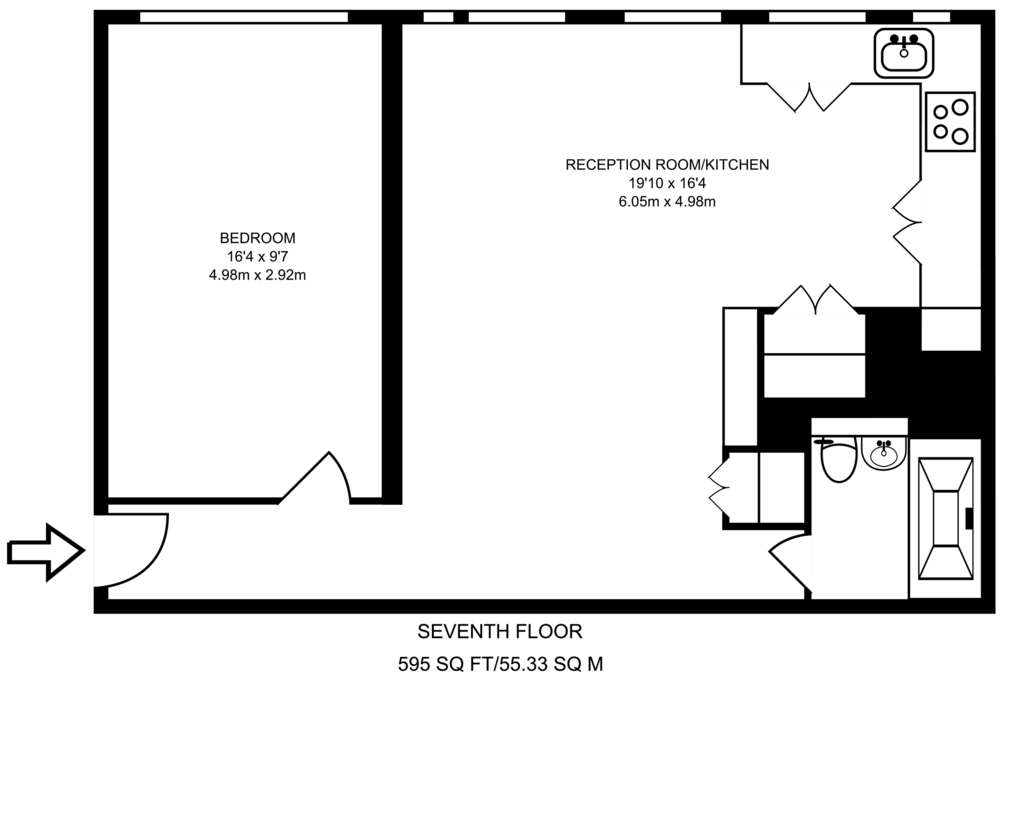 1 bedroom flat to rent - floorplan