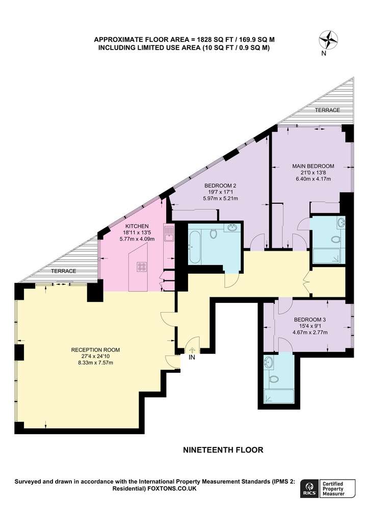 3 bedroom flat to rent - floorplan