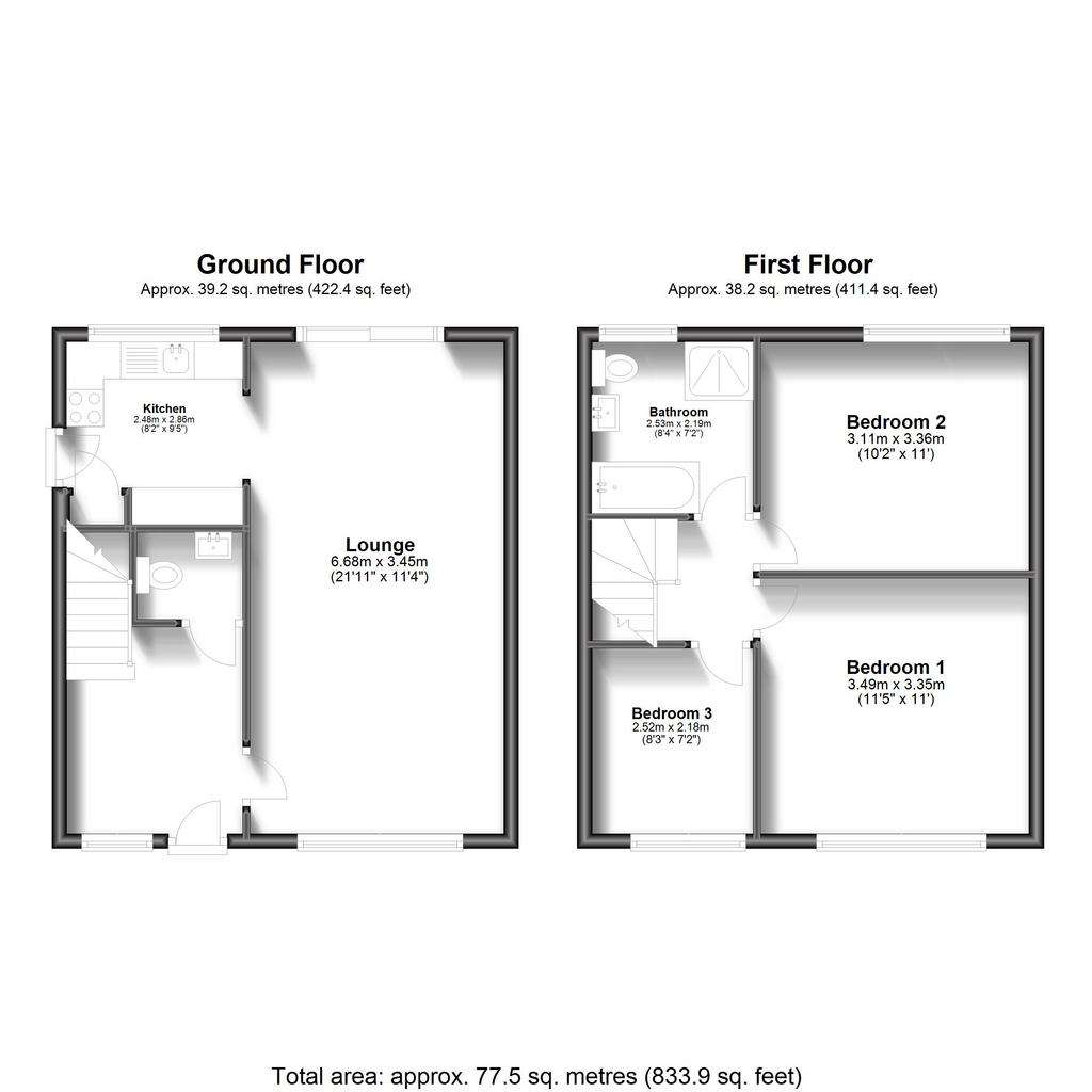 3 bedroom semi-detached house to rent - floorplan