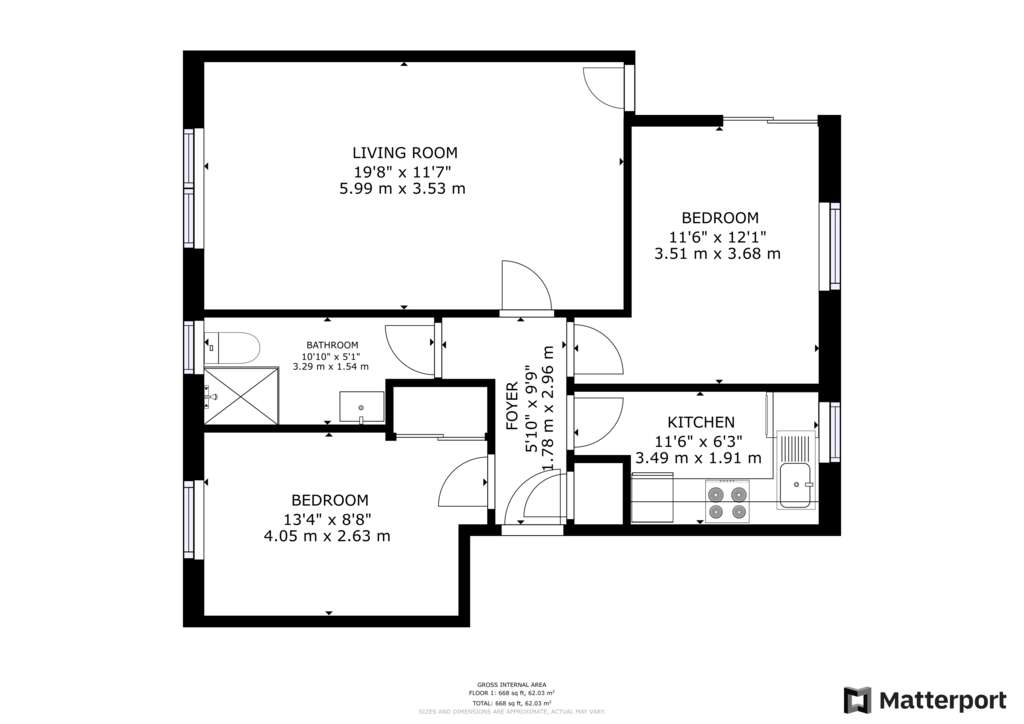 2 bedroom flat for sale - floorplan