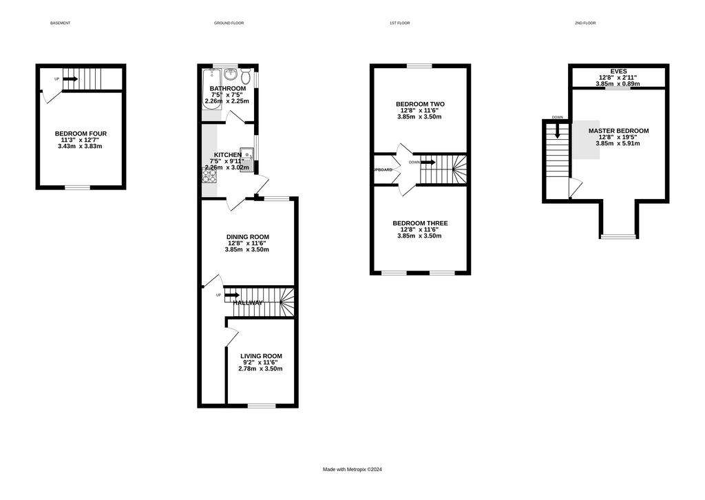 4 bedroom terraced house to rent - floorplan