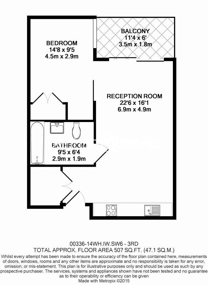 1 bedroom flat to rent - floorplan