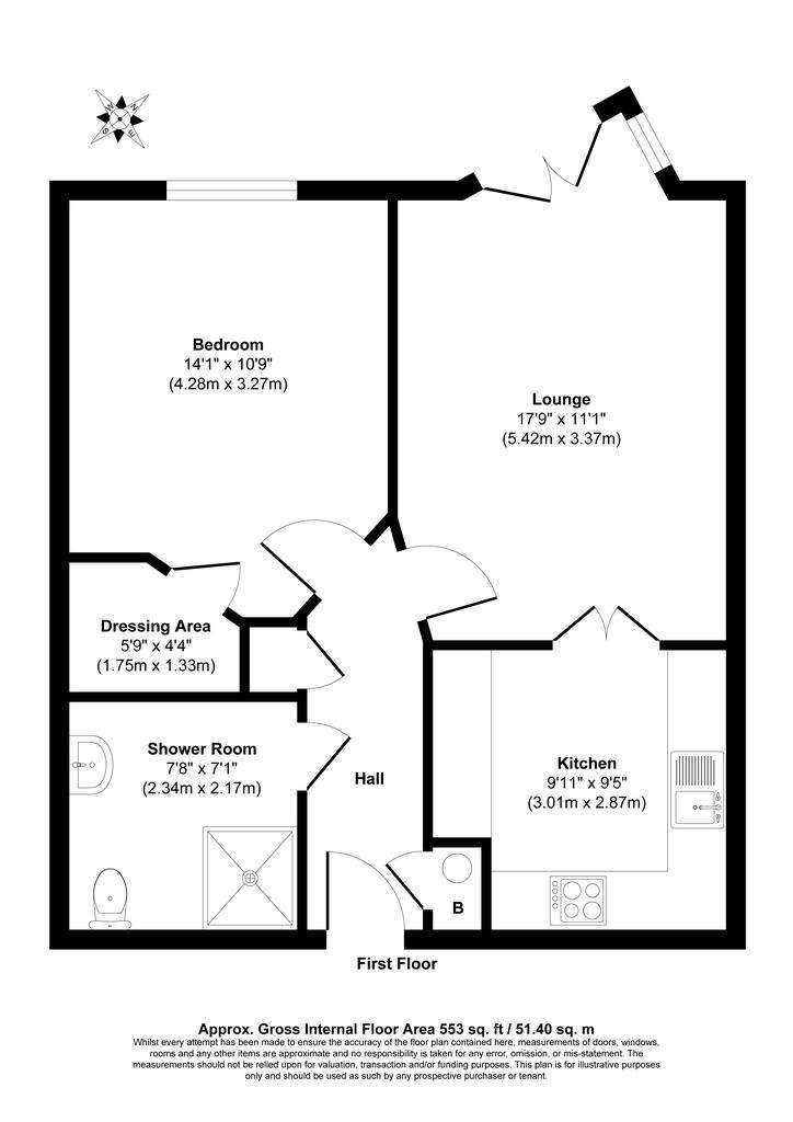 1 bedroom flat for sale - floorplan