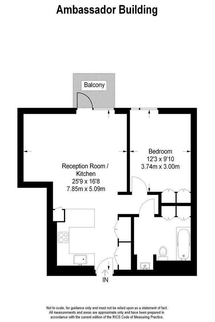 1 bedroom flat to rent - floorplan