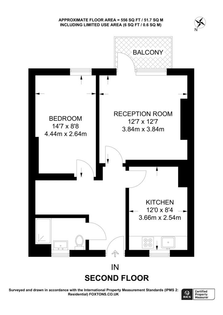 1 bedroom flat to rent - floorplan