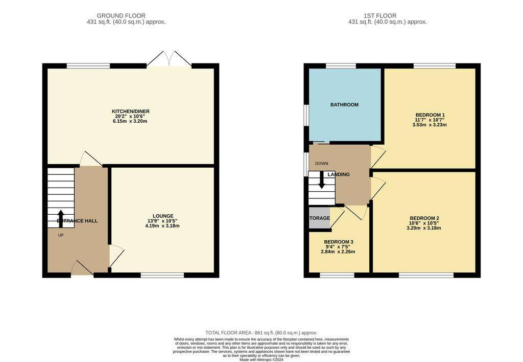 3 bedroom end of terrace house for sale - floorplan