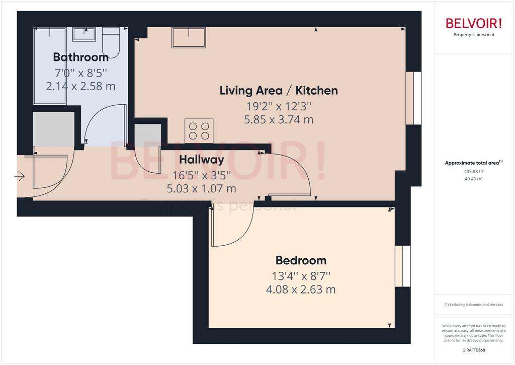 1 bedroom flat to rent - floorplan