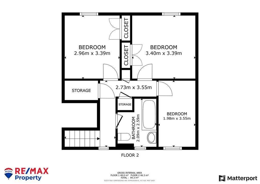 3 bedroom flat for sale - floorplan