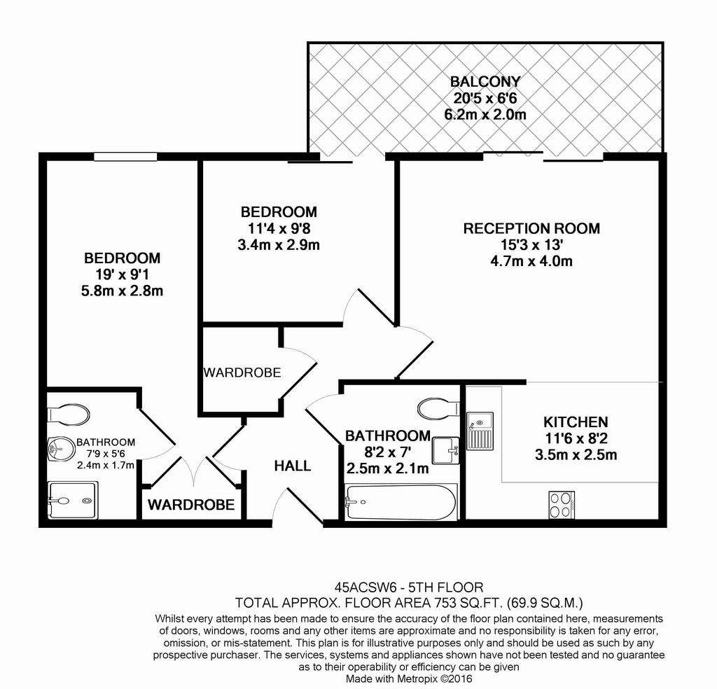 2 bedroom flat to rent - floorplan