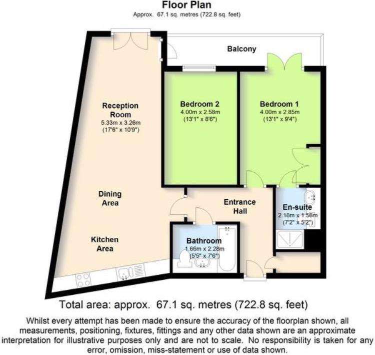 2 bedroom flat to rent - floorplan