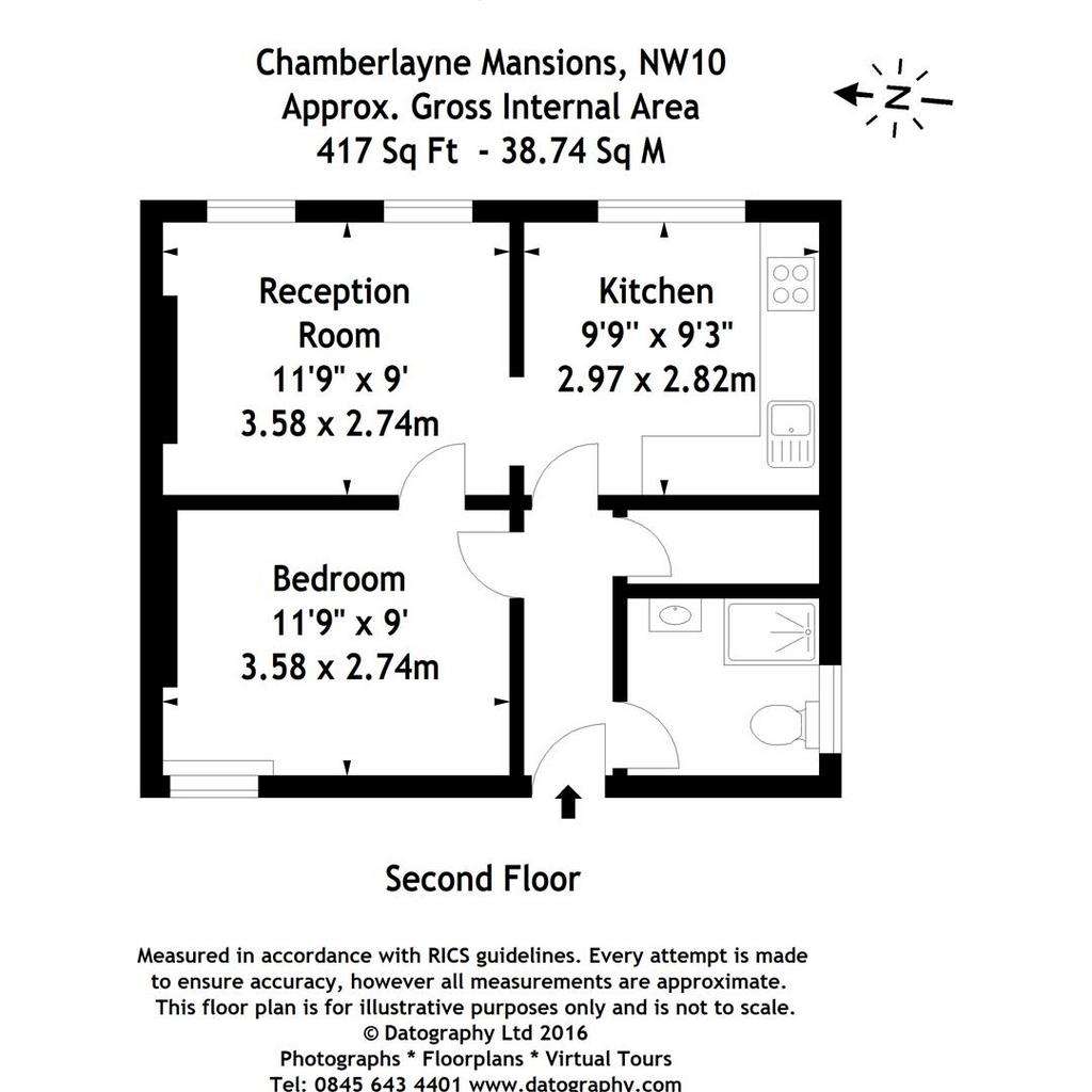 1 bedroom flat to rent - floorplan