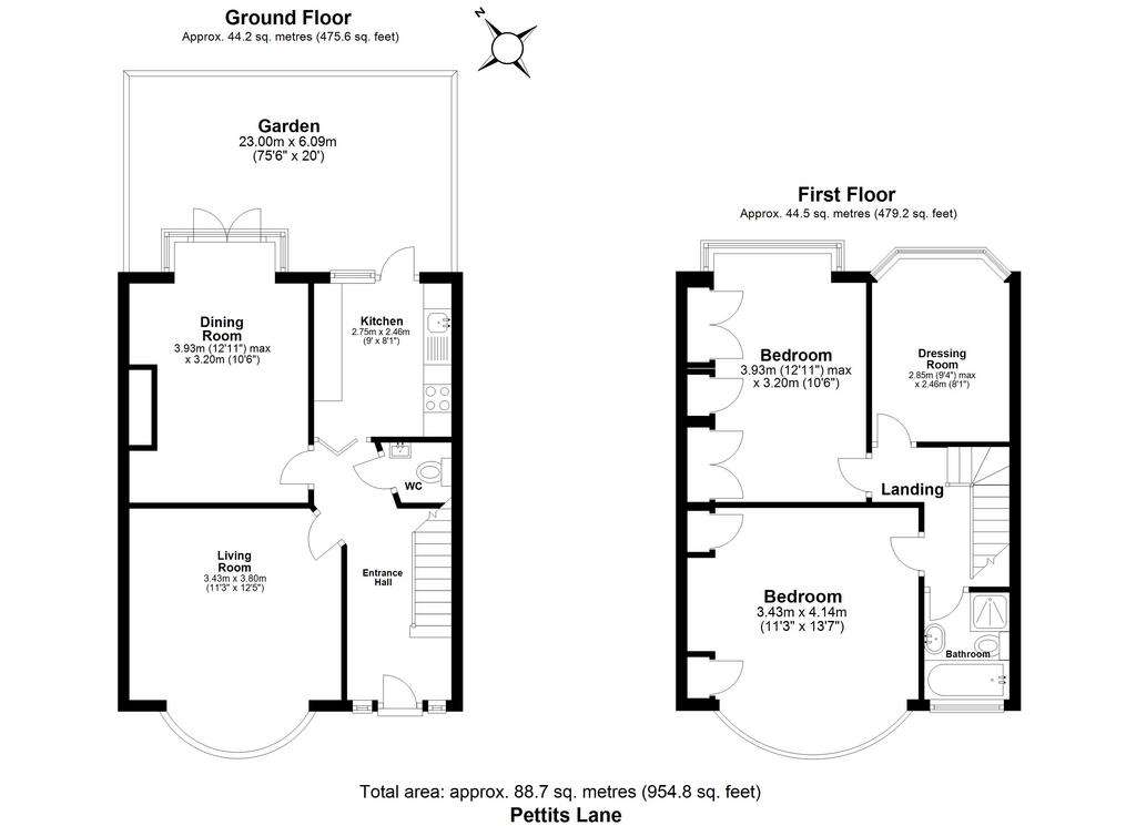 3 bedroom semi-detached house for sale - floorplan