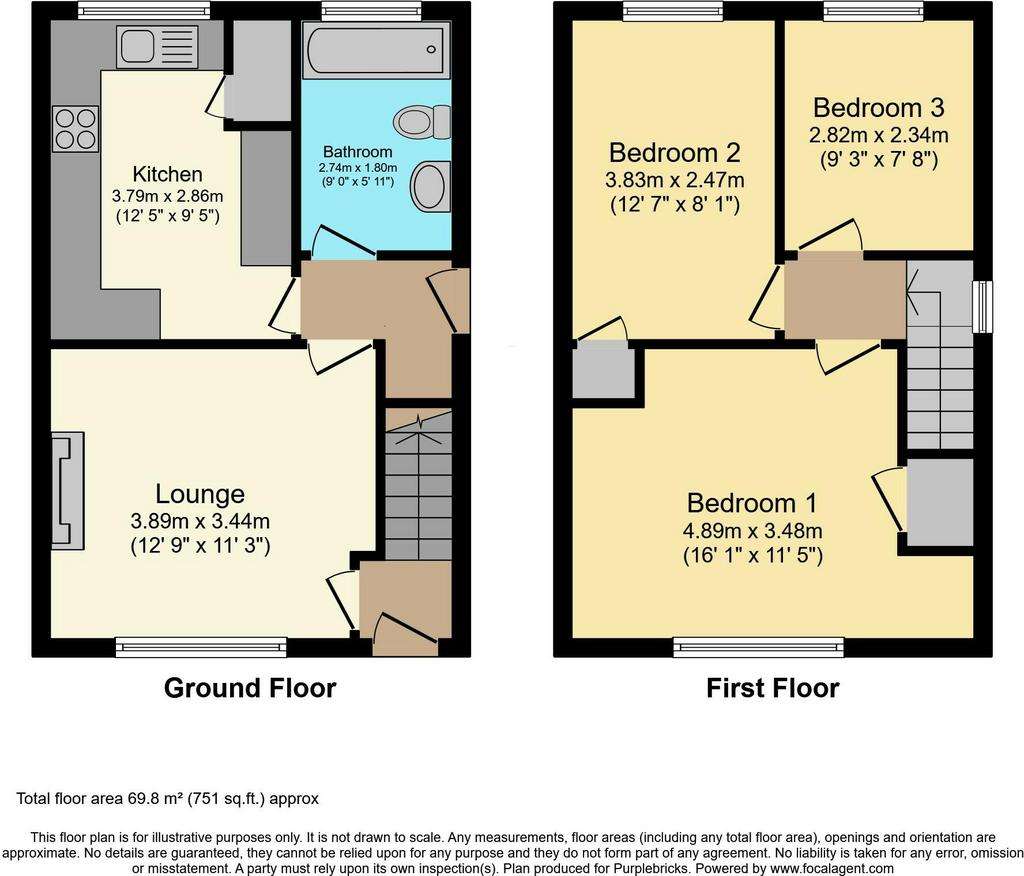 3 bedroom semi-detached house for sale - floorplan