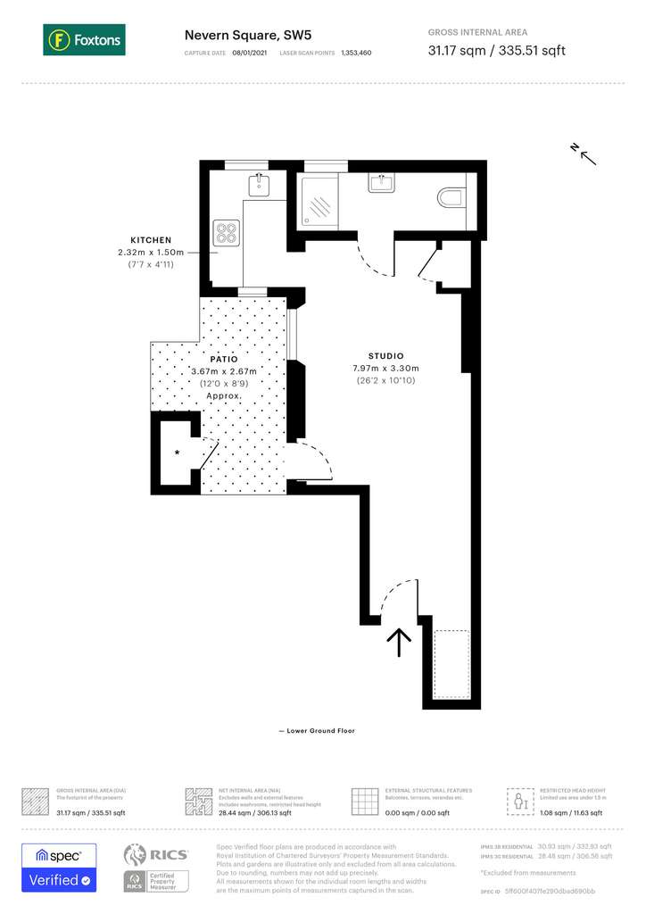 Studio flat to rent - floorplan