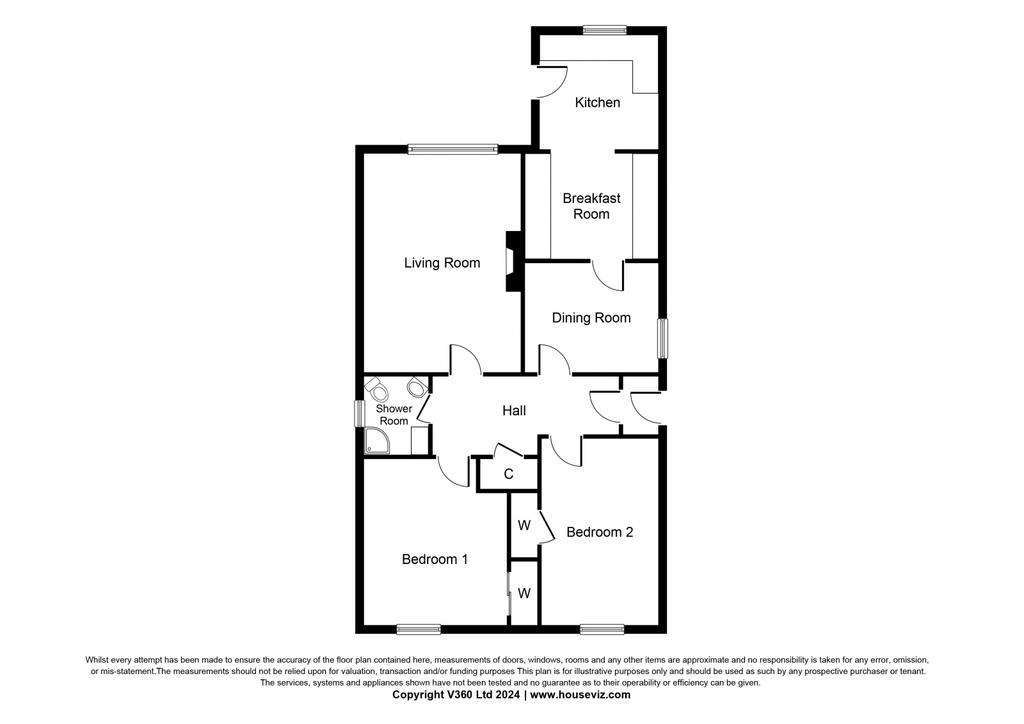 2 bedroom detached bungalow for sale - floorplan