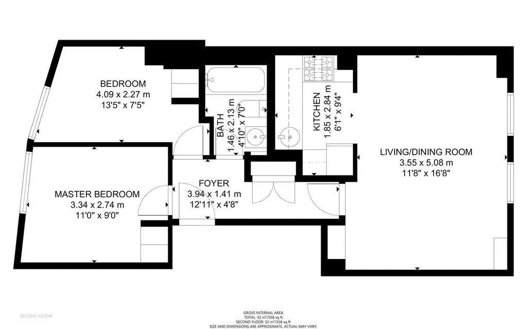 2 bedroom flat to rent - floorplan