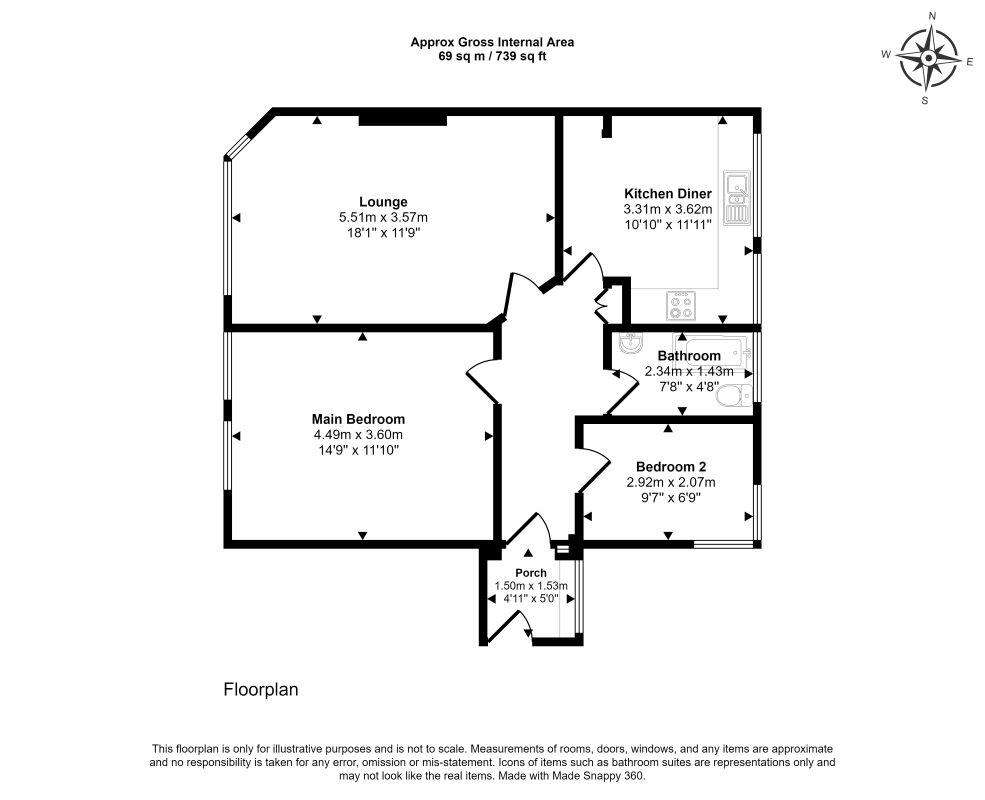 2 bedroom flat for sale - floorplan