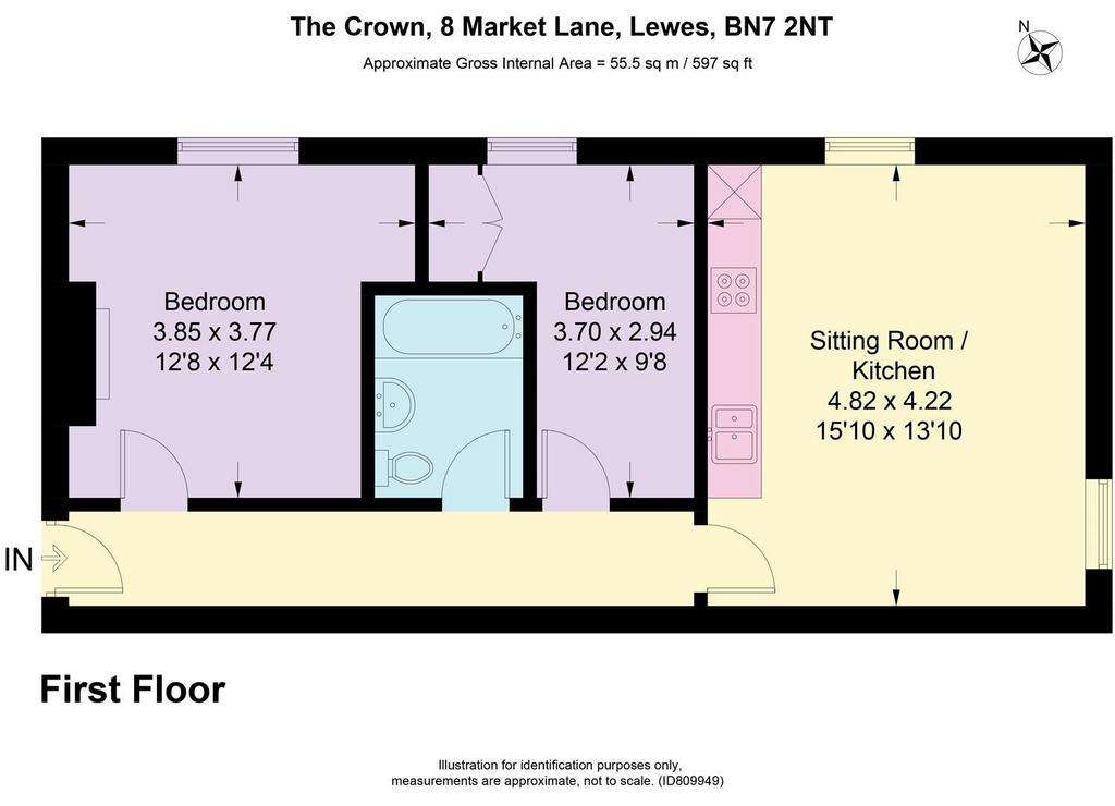 2 bedroom flat to rent - floorplan