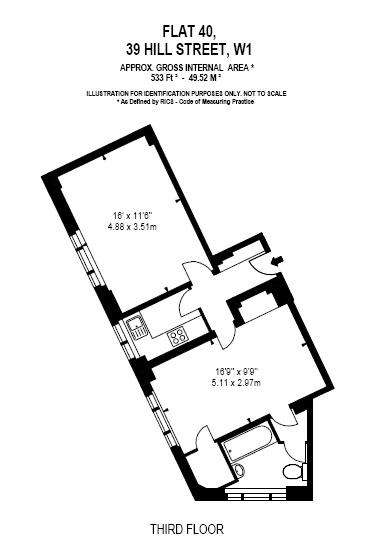 Studio flat to rent - floorplan