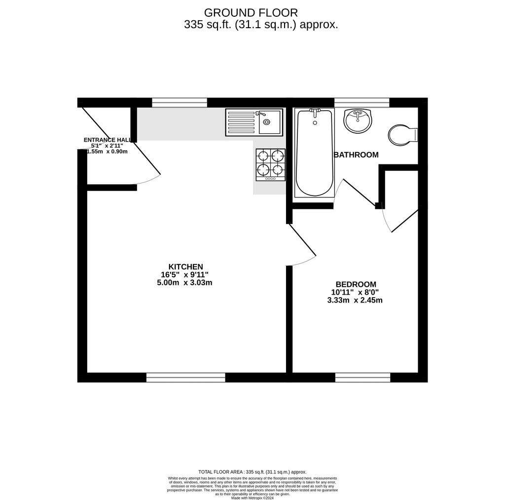 1 bedroom flat to rent - floorplan