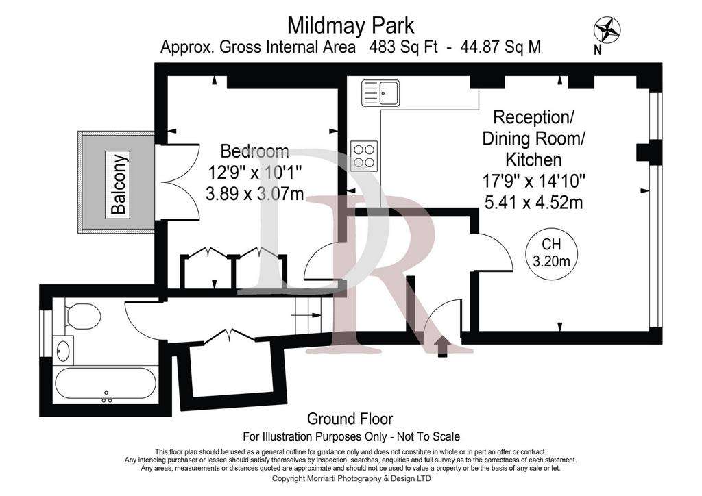 1 bedroom flat to rent - floorplan