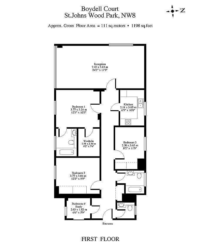 3 bedroom flat to rent - floorplan