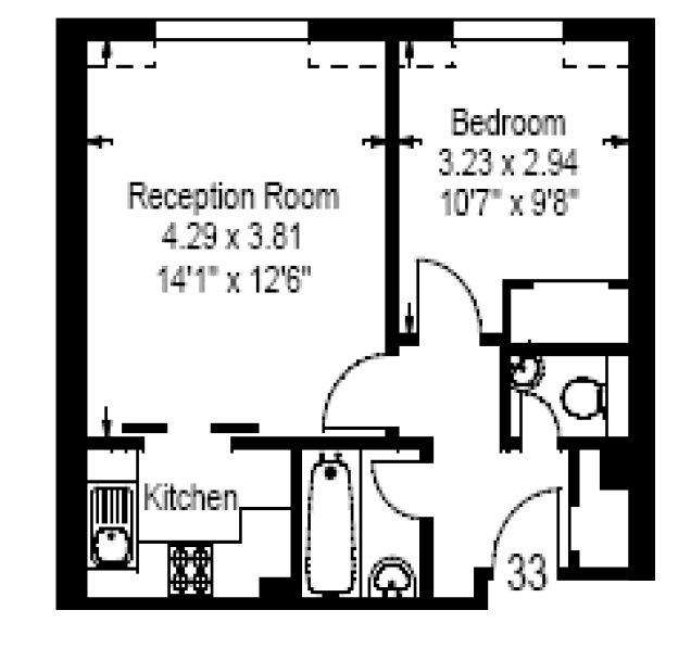 1 bedroom flat to rent - floorplan