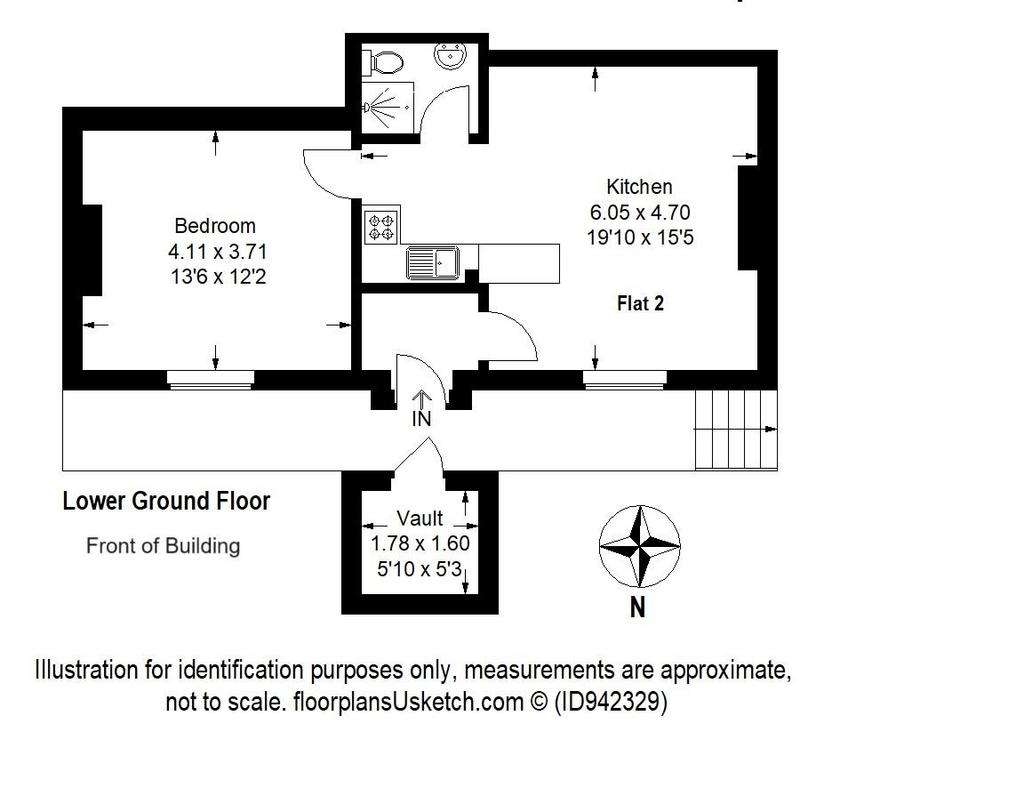 1 bedroom flat to rent - floorplan