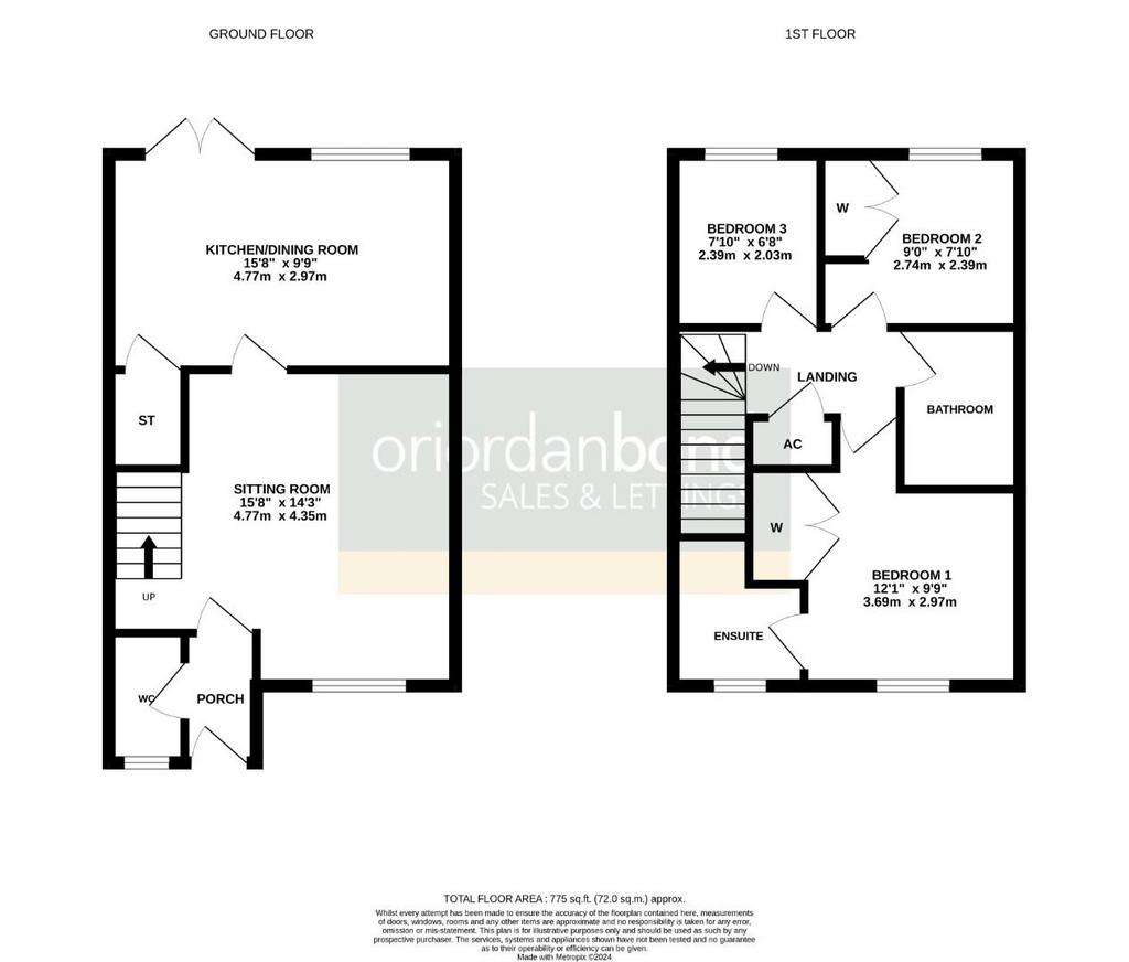 3 bedroom semi-detached house for sale - floorplan