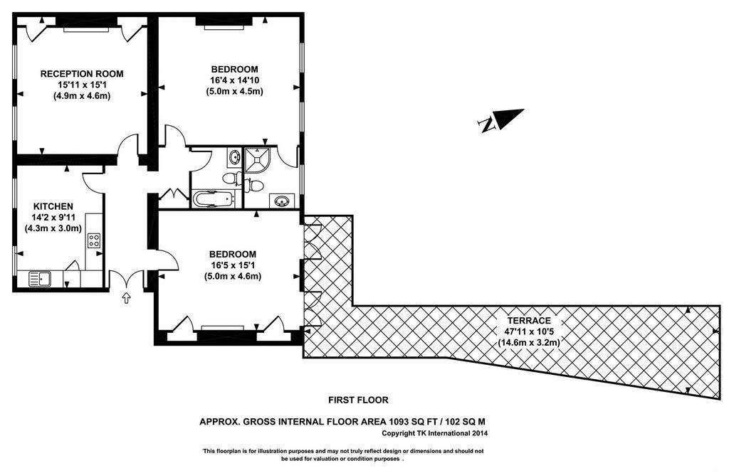 2 bedroom flat to rent - floorplan