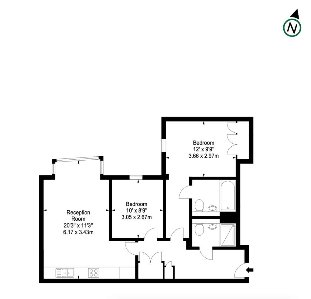 2 bedroom flat to rent - floorplan